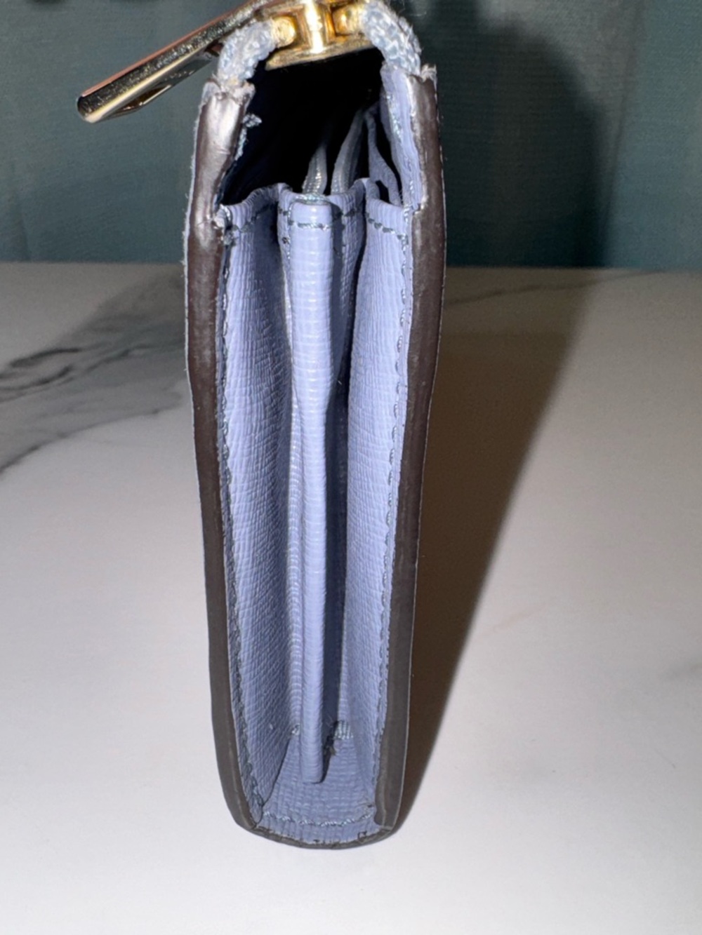 Furla Periwinkle Saffiano Three-Quarter Zip Wallet - Picture 5 of 11